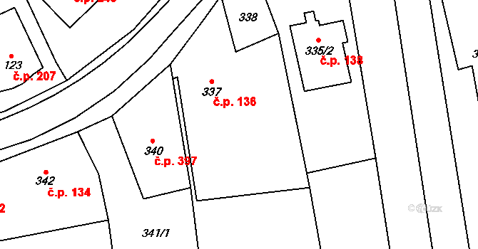Oblekovice 136, Znojmo na parcele st. 337 v KÚ Oblekovice, Katastrální mapa