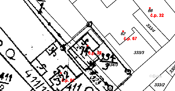 Tupec 38, Veselíčko na parcele st. 74 v KÚ Tupec, Katastrální mapa