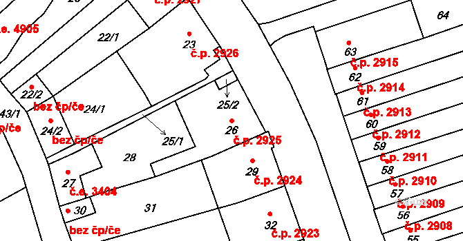 Helenín 2925, Jihlava na parcele st. 26 v KÚ Helenín, Katastrální mapa