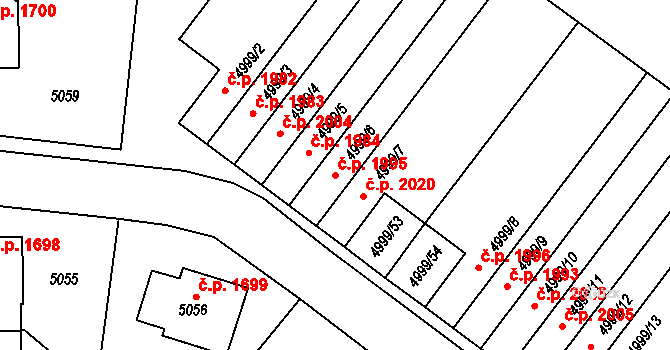 Pod Bezručovým vrchem 1995, Krnov na parcele st. 4999/6 v KÚ Krnov-Horní Předměstí, Katastrální mapa