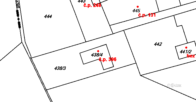 Krmelín 396 na parcele st. 438/4 v KÚ Krmelín, Katastrální mapa