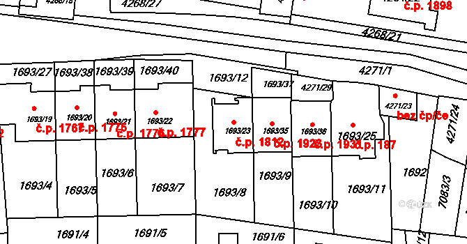Boskovice 1812 na parcele st. 1693/23 v KÚ Boskovice, Katastrální mapa
