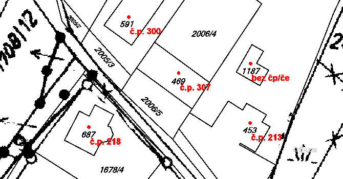 Písek 307 na parcele st. 469 v KÚ Písek u Jablunkova, Katastrální mapa