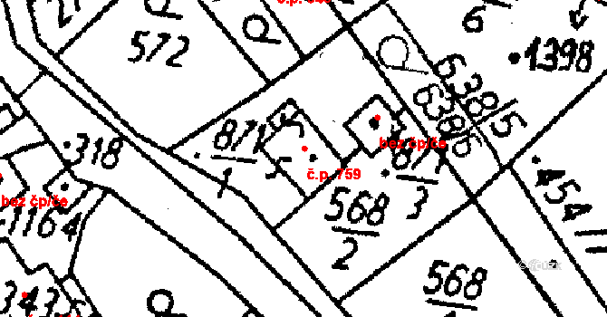 Kamenický Šenov 759 na parcele st. 871/1 v KÚ Kamenický Šenov, Katastrální mapa