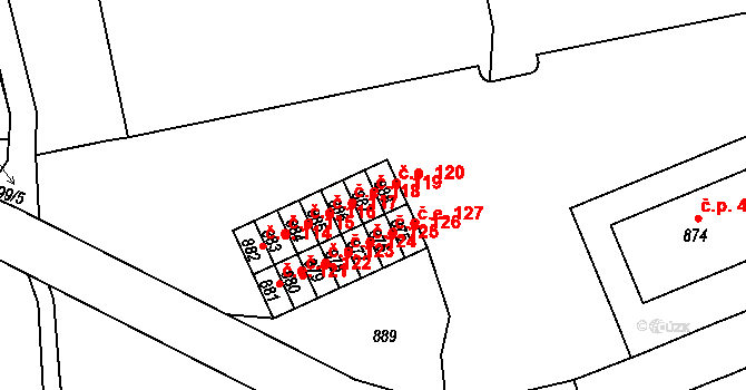 Miřetice u Klášterce nad Ohří 119, Klášterec nad Ohří na parcele st. 887 v KÚ Miřetice u Klášterce nad Ohří, Katastrální mapa