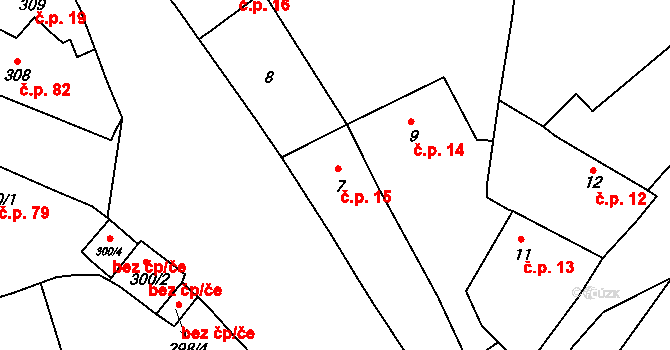 Čelkovice 15, Tábor na parcele st. 7 v KÚ Čelkovice, Katastrální mapa