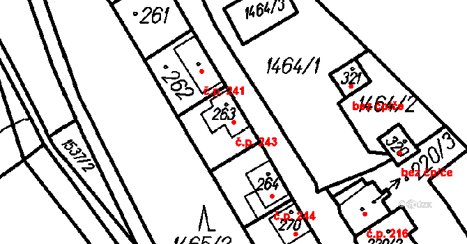 Oloví 243 na parcele st. 263 v KÚ Oloví, Katastrální mapa