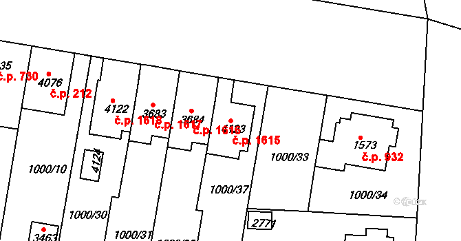 Pražské Předměstí 1615, Hradec Králové na parcele st. 4123 v KÚ Pražské Předměstí, Katastrální mapa