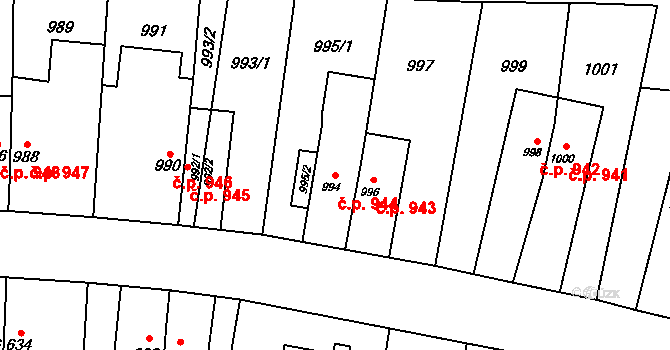 Šumbark 944, Havířov na parcele st. 994 v KÚ Šumbark, Katastrální mapa