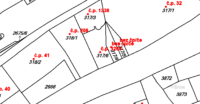 Chrudim IV 1268, Chrudim na parcele st. 317/6 v KÚ Chrudim, Katastrální mapa