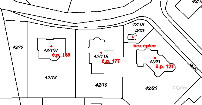 Útěchov 177, Brno na parcele st. 42/116 v KÚ Útěchov u Brna, Katastrální mapa