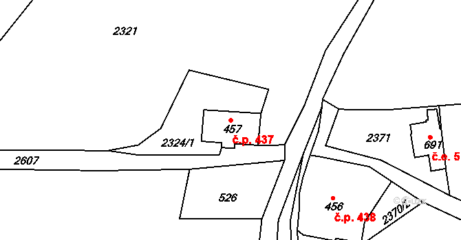 Česká Kamenice 437 na parcele st. 457 v KÚ Česká Kamenice, Katastrální mapa