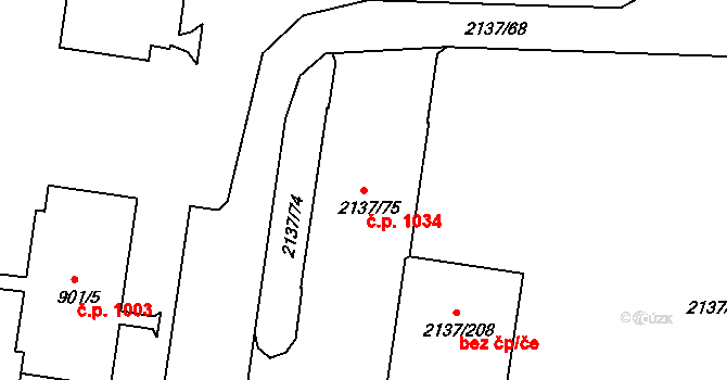 České Budějovice 2 1034, České Budějovice na parcele st. 2137/75 v KÚ České Budějovice 2, Katastrální mapa