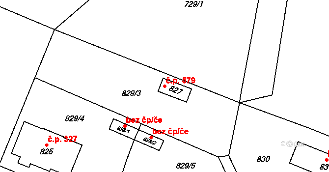 Horní Benešov 579 na parcele st. 827 v KÚ Horní Benešov, Katastrální mapa