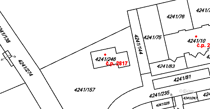 Horní Počernice 2817, Praha na parcele st. 4241/246 v KÚ Horní Počernice, Katastrální mapa