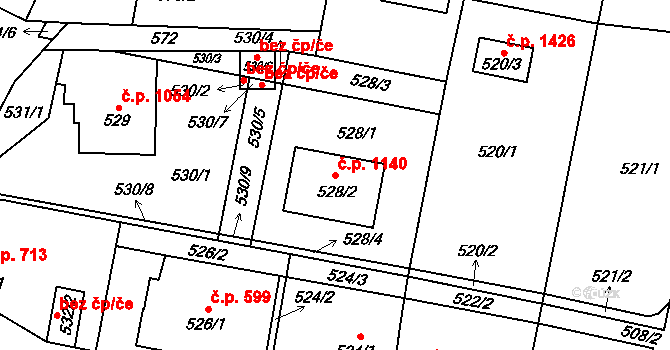 Polanka nad Odrou 1140, Ostrava na parcele st. 528/2 v KÚ Polanka nad Odrou, Katastrální mapa