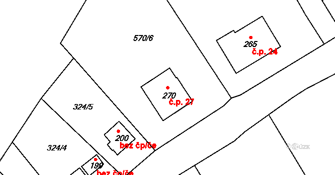Smrhov 27, Soběnov na parcele st. 270 v KÚ Soběnov, Katastrální mapa