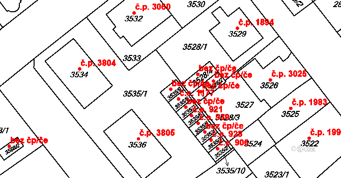 Chomutov 39090485 na parcele st. 3535/9 v KÚ Chomutov I, Katastrální mapa