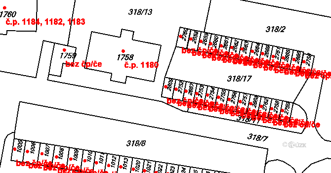 Litovel 411 na parcele st. 2809 v KÚ Litovel, Katastrální mapa