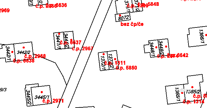 Zlín 1311 na parcele st. 1372/1 v KÚ Zlín, Katastrální mapa