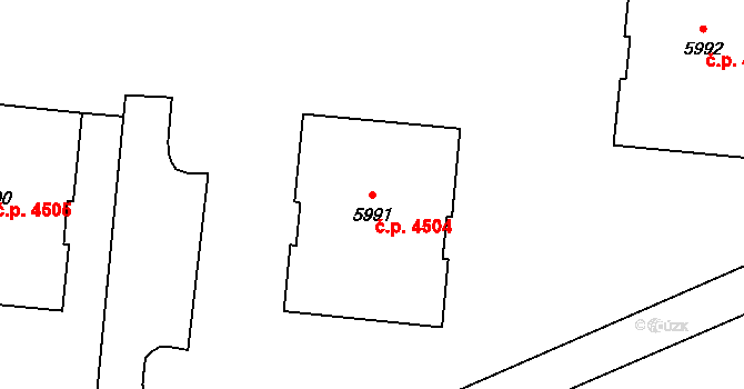 Zlín 4504 na parcele st. 5991 v KÚ Zlín, Katastrální mapa