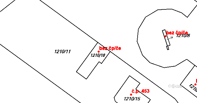 Čejč 43122485 na parcele st. 1210/18 v KÚ Čejč, Katastrální mapa