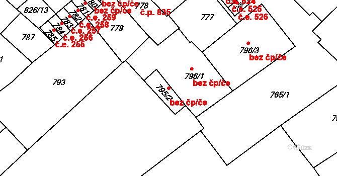 Bučovice 43533485 na parcele st. 795/2 v KÚ Bučovice, Katastrální mapa