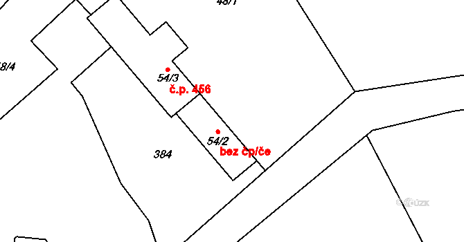 Radonice 46119485 na parcele st. 54/2 v KÚ Radonice u Prahy, Katastrální mapa