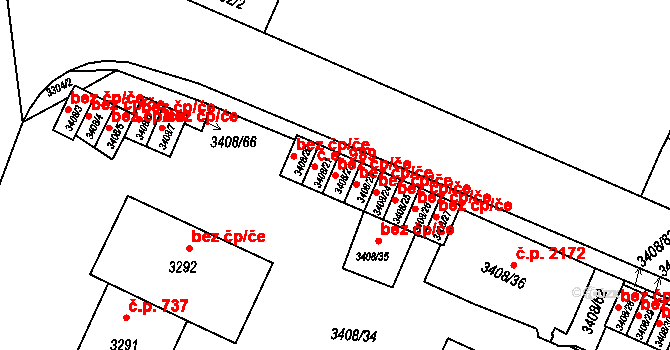 Litoměřice 47630485 na parcele st. 3408/22 v KÚ Litoměřice, Katastrální mapa