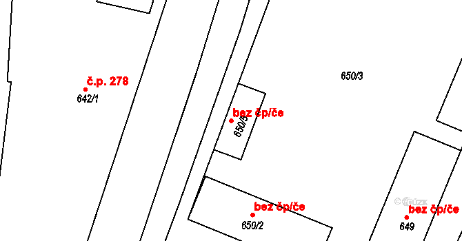 Osek 47786485 na parcele st. 650/5 v KÚ Osek u Hořovic, Katastrální mapa