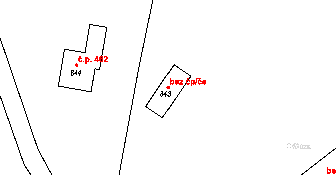 Borohrádek 49331485 na parcele st. 843 v KÚ Borohrádek, Katastrální mapa