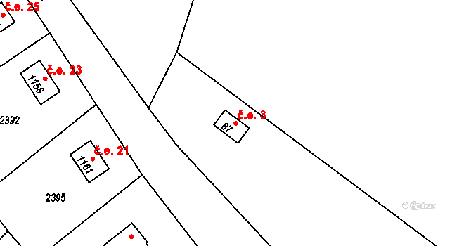 Štipoklasy 3 na parcele st. 87 v KÚ Štipoklasy u Černín, Katastrální mapa