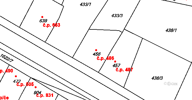 Milevsko 486 na parcele st. 456 v KÚ Milevsko, Katastrální mapa