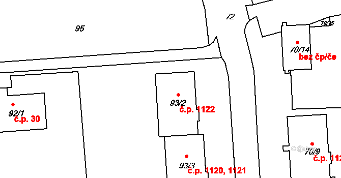 Třešť 1122 na parcele st. 93/2 v KÚ Třešť, Katastrální mapa