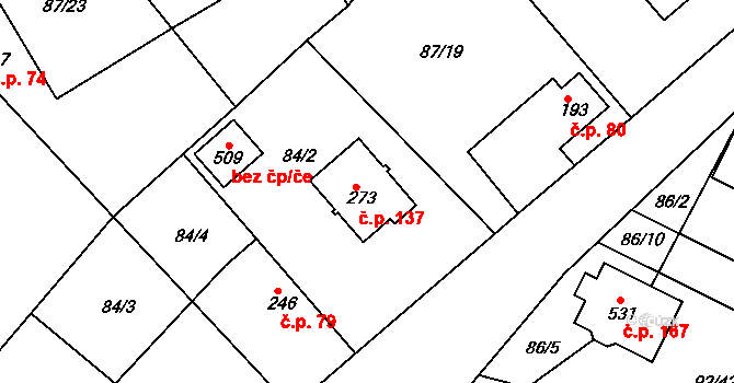Byškovice 137, Neratovice na parcele st. 273 v KÚ Byškovice, Katastrální mapa