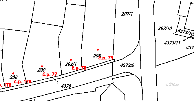Veselí nad Lužnicí I 79, Veselí nad Lužnicí na parcele st. 293 v KÚ Veselí nad Lužnicí, Katastrální mapa