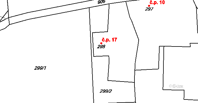 Mrchojedy 17, Meclov na parcele st. 298 v KÚ Mrchojedy, Katastrální mapa