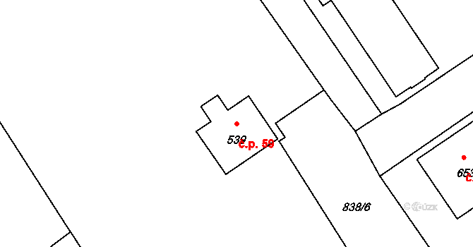 Olivětín 59, Broumov na parcele st. 539 v KÚ Broumov, Katastrální mapa