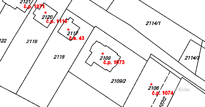 Vejprty 1073 na parcele st. 2108 v KÚ Vejprty, Katastrální mapa
