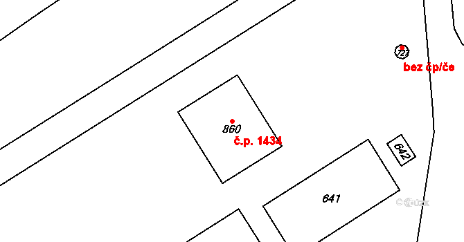 Rudná 1434 na parcele st. 860 v KÚ Dušníky u Rudné, Katastrální mapa