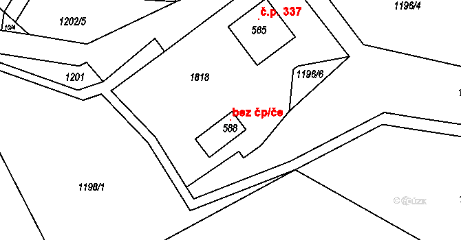 Bernartice 98001485 na parcele st. 588 v KÚ Bernartice, Katastrální mapa