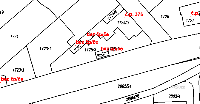 Praha 99824485 na parcele st. 1725/6 v KÚ Chodov, Katastrální mapa