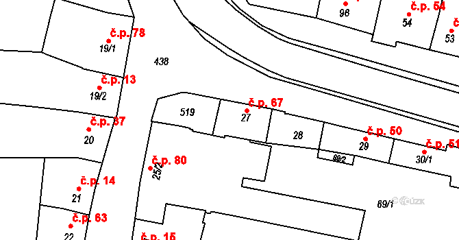 Víceměřice 67 na parcele st. 27 v KÚ Víceměřice, Katastrální mapa