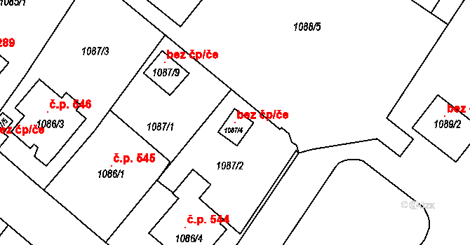 Bystřice nad Pernštejnem 109018486 na parcele st. 1087/4 v KÚ Bystřice nad Pernštejnem, Katastrální mapa