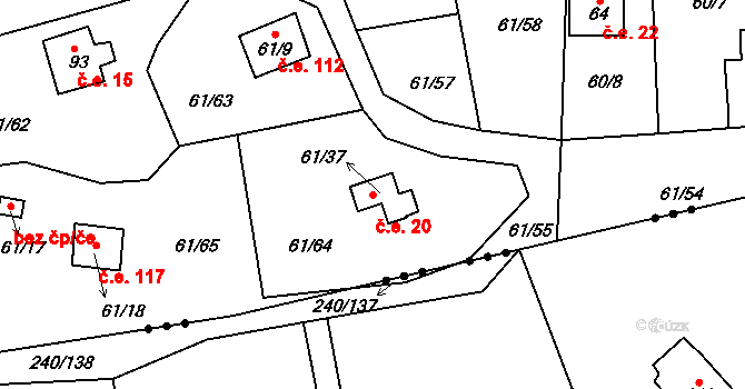 Nivy 20, Děpoltovice na parcele st. 61/37 v KÚ Nivy, Katastrální mapa
