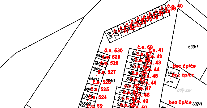 Miřetice u Klášterce nad Ohří 530, Klášterec nad Ohří na parcele st. 684/15 v KÚ Miřetice u Klášterce nad Ohří, Katastrální mapa
