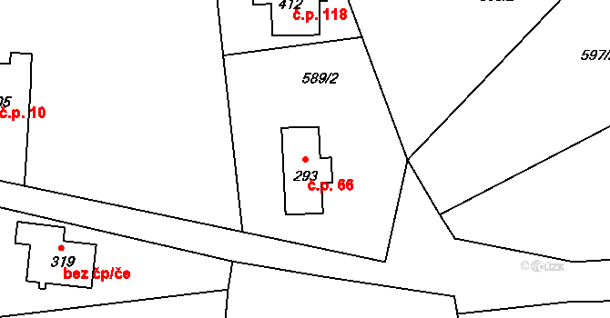 Alšovice 66, Pěnčín na parcele st. 293 v KÚ Alšovice, Katastrální mapa