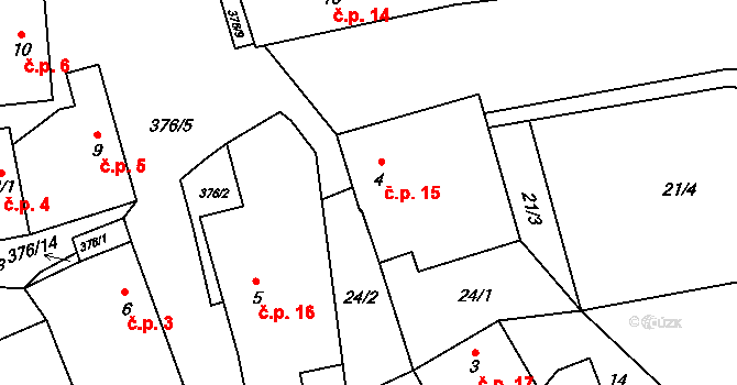 Skrýšov 15, Polná na parcele st. 4 v KÚ Skrýšov u Polné, Katastrální mapa