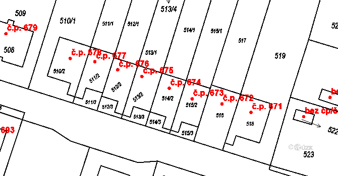 Horní Těrlicko 674, Těrlicko na parcele st. 514/2 v KÚ Horní Těrlicko, Katastrální mapa