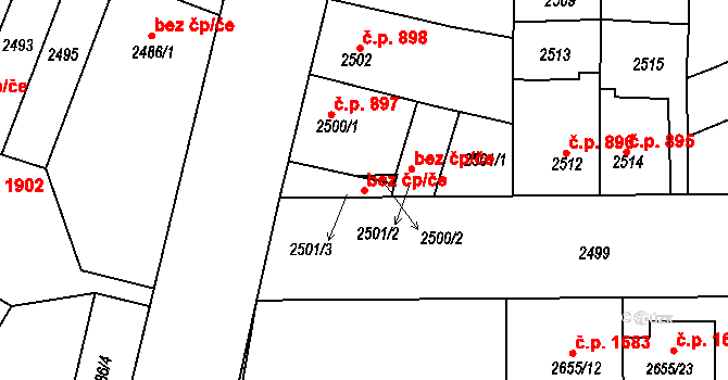 Slavkov u Brna 148107486 na parcele st. 2501/3 v KÚ Slavkov u Brna, Katastrální mapa